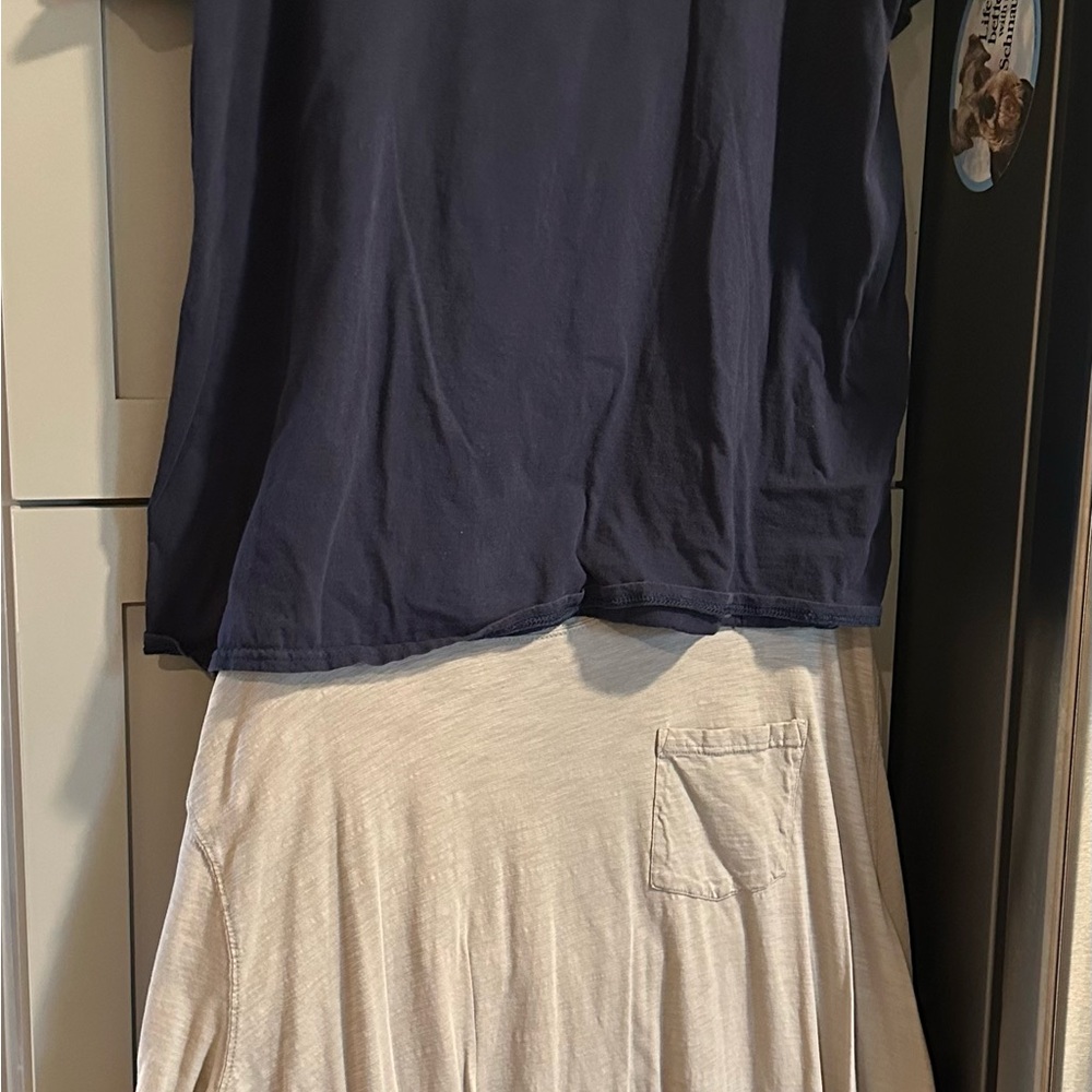Three Men’s T Shirts Two Navy Blue and One Gray Pre Owned in good condition